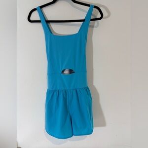 Women’s Large Workout Athletic Casual Romper NWOT Blue Small Cutout